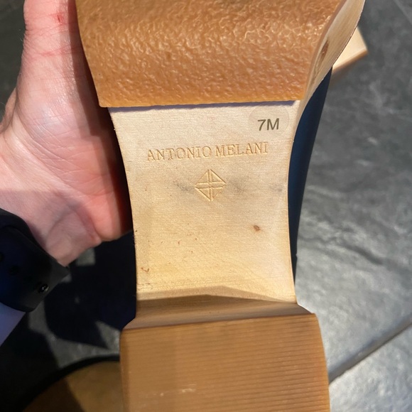 Antonio Melani Black Leather Platform Clog Boots - Size 7M - Picture 6 of 10